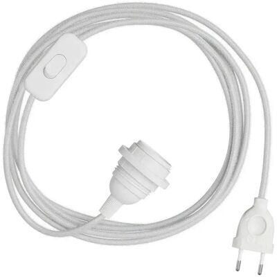 Creative Cables Abat-jour Snakebis E14-jeu De Câbles Avec Douille. Câble En Tissu Coloré Et Fiche à 2 Broches 1.8 M White Cotton One Size - Publicité Creative Cables Abat-jour Snakebis E14-jeu De Câbles Avec Douille. Câble En Tissu Coloré Et Fiche à 2 Broches 1.8 M White Cotton One Size - Publicité