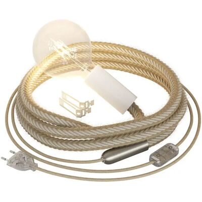 Creative Cables Lampe Snakebis Avec Prise En Corde Câble En Jute Et Prise à Deux Broches White One Size - Publicité Creative Cables Lampe Snakebis Avec Prise En Corde Câble En Jute Et Prise à Deux Broches White One Size - Publicité