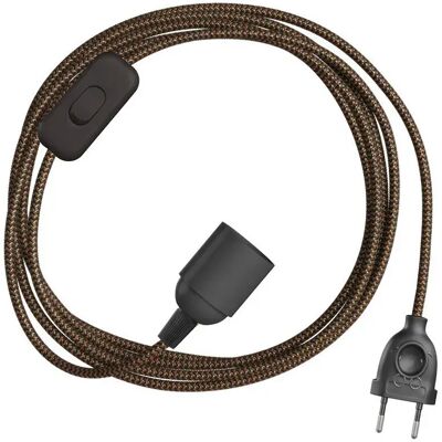 Creative Cables Kit Câble Snakebis Zig-zag E27 Avec Douille. Cordon Textile En Zigzag Et Prise à 2 Broches 1.8 M Black Silk Effect / Gold One Size - Publicité Creative Cables Kit Câble Snakebis Zig-zag E27 Avec Douille. Cordon Textile En Zigzag Et Prise à 2 Broches 1.8 M Black Silk Effect / Gold One Size - Publicité