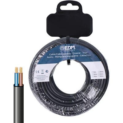 Edm Rouleau De Câble Multiconducteur H05vv-f 2x0.75 Mm 25 M Black One Size - Publicité Edm Rouleau De Câble Multiconducteur H05vv-f 2x0.75 Mm 25 M Black One Size - Publicité