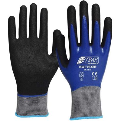 Nitras Safety Gants De Travail Oil Grip Black / Blue 10 - Publicité Nitras Safety Gants De Travail Oil Grip Black / Blue 10 - Publicité
