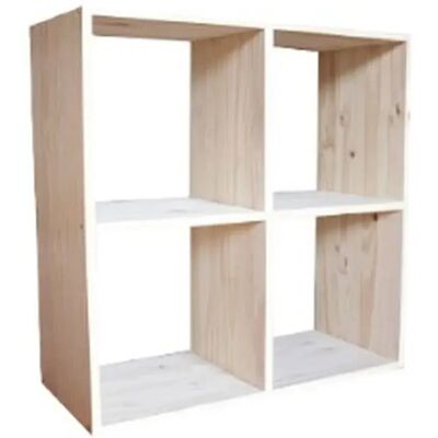 Cube de rangement Wellhome - 4 compartiments - Bois de pin - Naturel - Publicité Cube de rangement Wellhome - 4 compartiments - Bois de pin - Naturel - Publicité