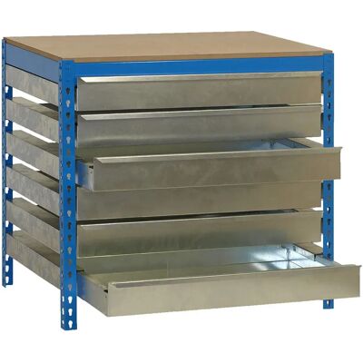 Simonwork (bancos De Trabajo) Étagère Métallique Bt5 6box 842x910x610 Mm Blue / Wood One Size - Publicité Simonwork (bancos De Trabajo) Étagère Métallique Bt5 6box 842x910x610 Mm Blue / Wood One Size - Publicité
