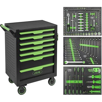 Jbm Chariot à Outils à 7 Tiroirs 154 Pièces Green One Size - Publicité Jbm Chariot à Outils à 7 Tiroirs 154 Pièces Green One Size - Publicité