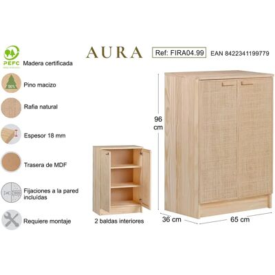 Astigarraga Buffet Aura 65x36x96 Cm Pine Wood One Size - Publicité Astigarraga Buffet Aura 65x36x96 Cm Pine Wood One Size - Publicité