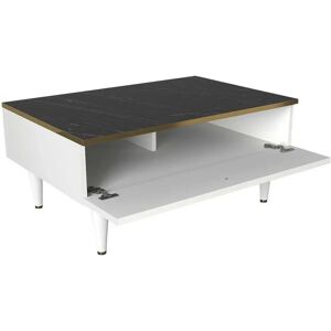 Wellhome Table Basse 90x60x42.3 Cm White / Gold / Black One Size - Publicité Wellhome Table Basse 90x60x42.3 Cm White / Gold / Black One Size - Publicité