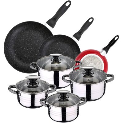 San Ignacio Lot De 3 Poêles à Frire Plus D´ustensiles De Cuisine Acier Inoxydable 16cm 20cm 24cm 8 Pièces Black / Chrome One Size - Publicité San Ignacio Lot De 3 Poêles à Frire Plus D´ustensiles De Cuisine Acier Inoxydable 16cm 20cm 24cm 8 Pièces Black / Chrome One Size - Publicité