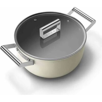 SMEG Casserole Csf2412crm 50´style Matt Cream / Silver One Size - Publicité SMEG Casserole Csf2412crm 50´style Matt Cream / Silver One Size - Publicité