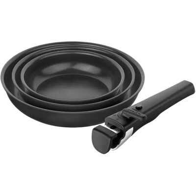 Zwilling Batterie De Cuisine Unlock Fry Pan Set-4 Pieces Black / Silver One Size - Publicité Zwilling Batterie De Cuisine Unlock Fry Pan Set-4 Pieces Black / Silver One Size - Publicité