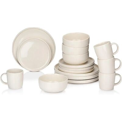 Alpina Service De Table - Ensemble de Vaisselle 16 Pièces - Crème Élégante - Publicité Alpina Service De Table - Ensemble de Vaisselle 16 Pièces - Crème Élégante - Publicité