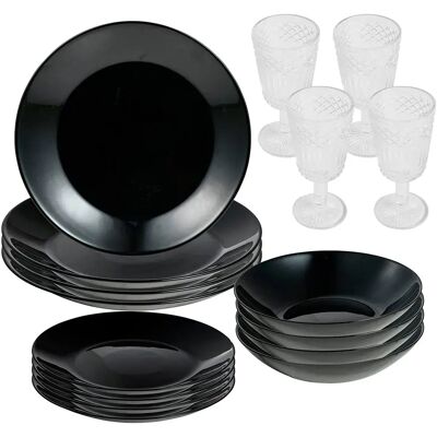 San Ignacio Ensemble De Vaisselle Et Verres En Cristal 300ml 4 Unités 12 Pièces Black / Transparent One Size - Publicité San Ignacio Ensemble De Vaisselle Et Verres En Cristal 300ml 4 Unités 12 Pièces Black / Transparent One Size - Publicité