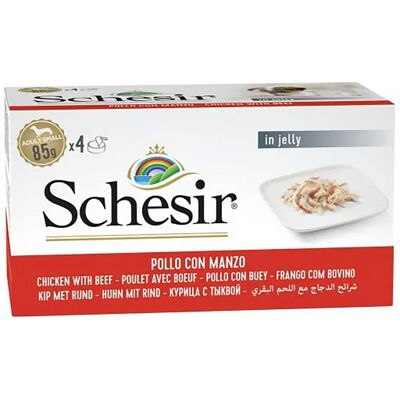 Nourriture humide Schesir Poulet Bœuf - Régime complet - Publicité Nourriture humide Schesir Poulet Bœuf - Régime complet - Publicité