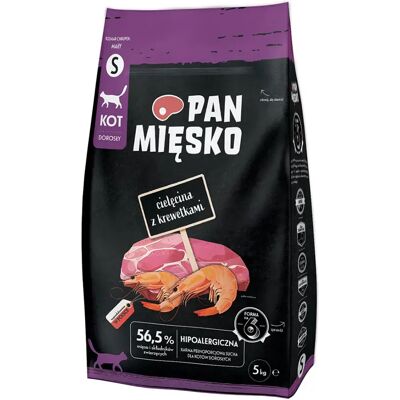 Nourriture pour chats Miesko Veau et Crevettes 5kg - Publicité Nourriture pour chats Miesko Veau et Crevettes 5kg - Publicité