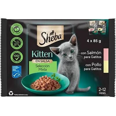 Nourriture humide SHEBA Kitten saumon poulet pour chatons - Jusqu'à 1 an - Sélection mixte - Publicité Nourriture humide SHEBA Kitten saumon poulet pour chatons - Jusqu'à 1 an - Sélection mixte - Publicité