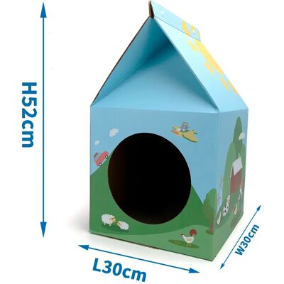 Nobleza Griffoir Pour Chat Cardboard House Blue 30 x 30 x 52 cm - Publicité Nobleza Griffoir Pour Chat Cardboard House Blue 30 x 30 x 52 cm - Publicité