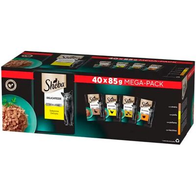 Sheba - Delicatezze Cat Busta 40x85G - Nourriture humide pour chats - Publicité Sheba - Delicatezze Cat Busta 40x85G - Nourriture humide pour chats - Publicité