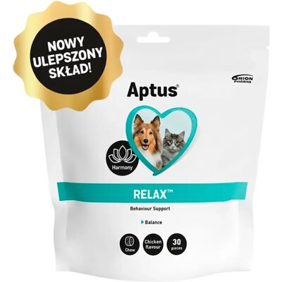 Aptus Relax - Complément pour animaux - Favorise la gestion du stress chez chiens et chats - Publicité Aptus Relax - Complément pour animaux - Favorise la gestion du stress chez chiens et chats - Publicité