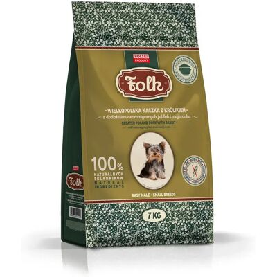 Croquettes FOLK Canard & Lapin - Petite race, 7kg - Publicité Croquettes FOLK Canard & Lapin - Petite race, 7kg - Publicité