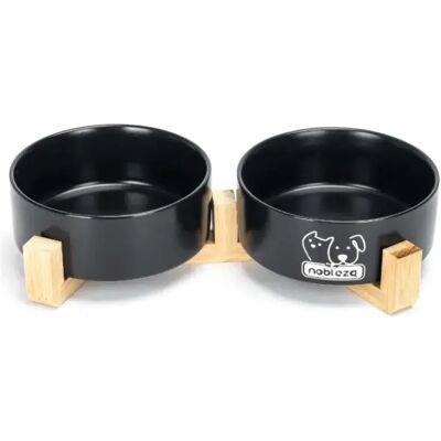 Nobleza Bol Pour Chat Caramic Double Black 15.7 x 15.7 x 7 cm - Publicité Nobleza Bol Pour Chat Caramic Double Black 15.7 x 15.7 x 7 cm - Publicité