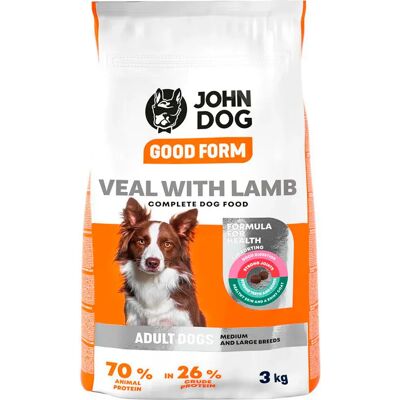 JOHN DOG Good Form Adult Veal with Lamb - Nourriture sèche pour chiens - Publicité JOHN DOG Good Form Adult Veal with Lamb - Nourriture sèche pour chiens - Publicité