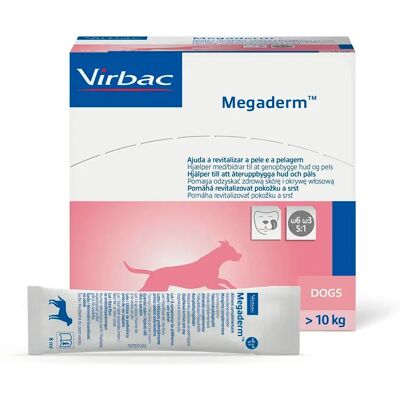 Virbac Megaderm - Support peau et pelage pour chiens - 28 sachets - Publicité Virbac Megaderm - Support peau et pelage pour chiens - 28 sachets - Publicité