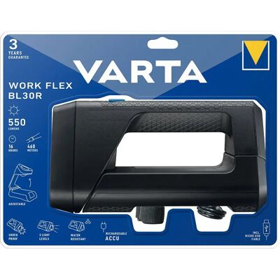 Varta Work Flex Lampe de Poche - LED - Noire - 600 lm - Torche - Publicité Varta Work Flex Lampe de Poche - LED - Noire - 600 lm - Torche - Publicité