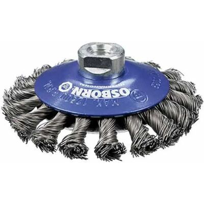 Brosse conique en acier inoxydable Osborn 0002632151 - 115mm - Écrou M14 - Travail moyen - Publicité Brosse conique en acier inoxydable Osborn 0002632151 - 115mm - Écrou M14 - Travail moyen - Publicité