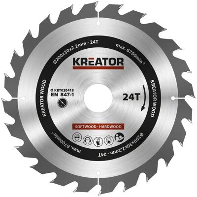 Kreator - krt020418 - 200mm - Ø30mm - Lame de scie circulaire - Publicité Kreator - krt020418 - 200mm - Ø30mm - Lame de scie circulaire - Publicité