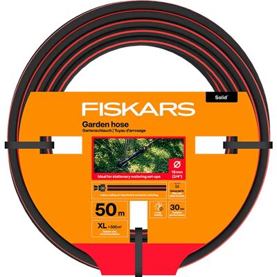 Tuyau de jardin Fiskars - Solide 50m - Durable et Flexible - Publicité Tuyau de jardin Fiskars - Solide 50m - Durable et Flexible - Publicité