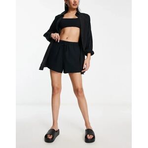 Abercrombie Fitch Short aA  enfiler plissaA© en lin Noir Black Black 2XS female