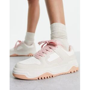 Bershka - Baskets style skateur Ã  semelle plateforme - Beige et rose Rose 36 female