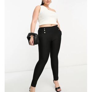 Asos Curve ASOS DESIGN Curve Pantalon carotte militaire boutonnaA© Noir Black Black 44 female