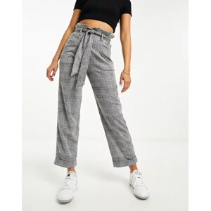 ASOS DESIGN - Pantalon carotte Ã  taille haute froncÃ©e et carreaux Prince de Galles-Multicolore Multicolore 36 female