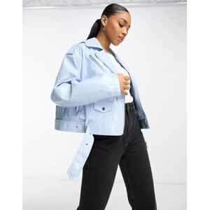 Miss Selfridge - Blouson style motard en vinyle imitation cuir - Bleu pÃ¢le Bleu 40 female