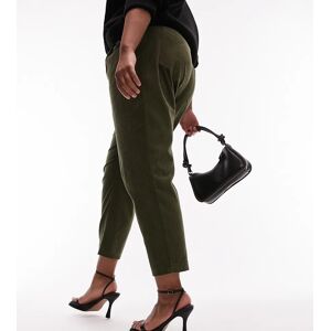 Topshop Curve Pantalon carotte en velours caA´telaA© Kaki Vert Vert 44 female