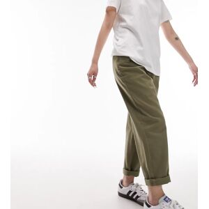 Topshop Petite - Pantalon carotte avec pattes de boutonnage - Kaki-Vert Vert 32 female