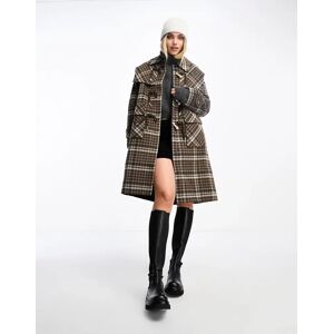 Urban Revivo Duffle coat aA  carreaux avec boutons effet corne Marron Brown Brown M female