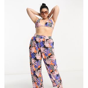 We Are We Wear Plus Tania Pantalon de plage ample aA  imprimaA© tropical Multicolore Multicolore XL female