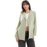 Bershka - Blazer Ã  double boutonnage - Vert sauge Vert S female