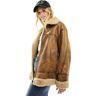 Bershka - Veste chunky en imitation peau de mouton - Fauve-Neutral Neutral XS-S female