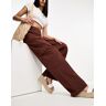 Don't Think Twice DTT - Del - Pantalon cargo Ã  taille haute et fines rayures - Marron-Brown Brown 38 female