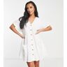 In The Style Petite - Stacey Solomon - Robe babydoll Ã©vasÃ©e effet lin Ã  boutonnage - Blanc Blanc 40 female