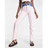 Only - Ella - Jean droit Ã  taille effrangÃ©e avec motif Ã  damier - Rose-Multicolore Multicolore W31 L32 female