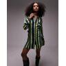 Topshop - Robe chemise courte style kimono - Rayures vertes Vert 44 female