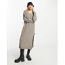 Weekday - Ellen - Robe pull mi-longue Ã  col V - Marron sombre-Brown Brown S female