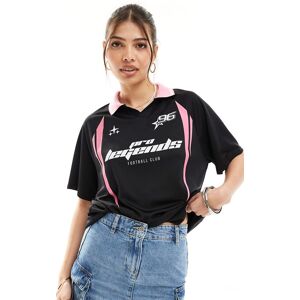 Bershka - Maillot de football oversize - Noir et rose