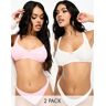 ASOS DESIGN - Ashley - Lot de 2 soutiens-gorge cÃ´telÃ©s style crop top avec rose - Rose et blanc-Multicolore Multicolore XS female