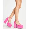 Steve Madden - Charlize - Chaussures satinÃ©es Ã  semelle plateforme - Rose Rose 39 female