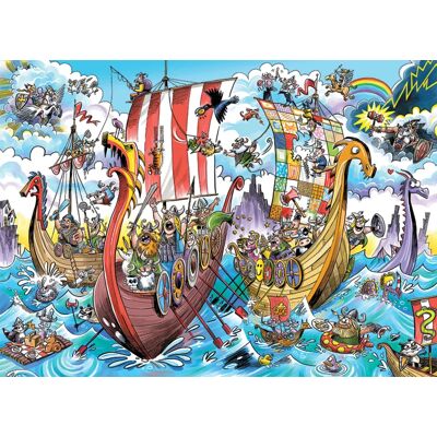 Puzzle DoodleTown Voyage Viking - 1000 Pièces pour Familles - Publicité Puzzle DoodleTown Voyage Viking - 1000 Pièces pour Familles - Publicité