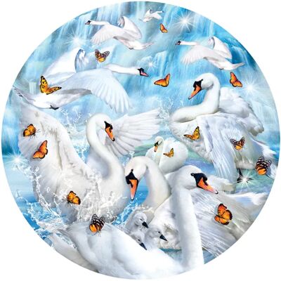 SunsOut Chute d'eau de Cygnes Lori Schory Puzzle Circulaire - Puzzle - Publicité SunsOut Chute d'eau de Cygnes Lori Schory Puzzle Circulaire - Puzzle - Publicité